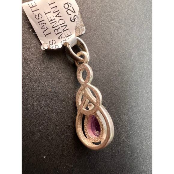 NEW raspberry rhodolite garnet sterling silver twist pendant - Picture 10 of 10